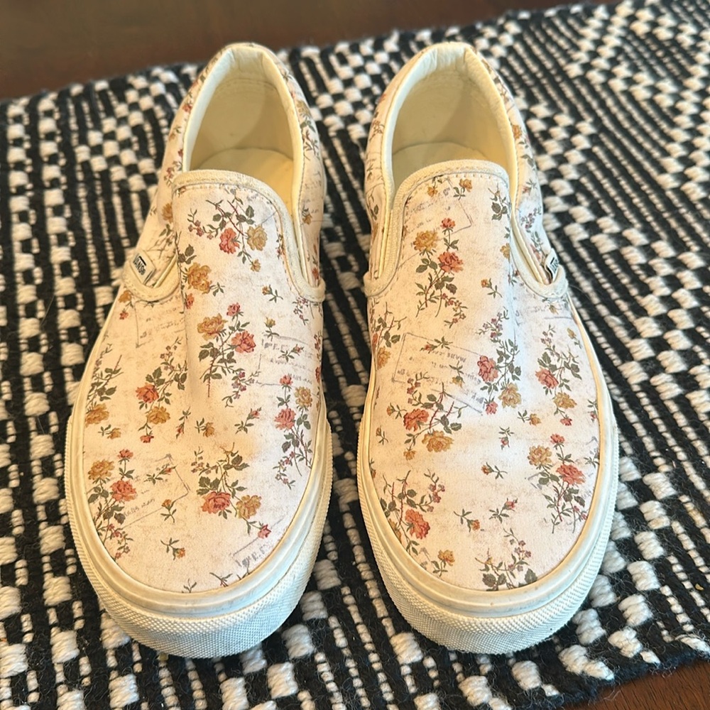Vans floral slip ons womans size 6